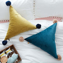 Metyou - Cuscino a forma di triangolo staccabile in vita, con pompon a forma di palla per letto/divano/auto (blu)