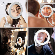 XCAYBH - Specchio rotante a 360 gradi, con specchio da trucco a LED, adatto per scrivania e bagno da viaggio