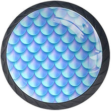 Mermaid Tale Scale Light Blue Pomelli per Porta Set di 4 Pomelli per Mobili Manopole per Cassetti Cucina Armadio Vetro