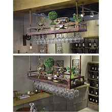 DJSMjbj - Scaffale galleggiante da parete, porta bicchiere da vino, altezza regolabile, bottiglia di vino rustica, da soffitto, Marrone, 120×35cm