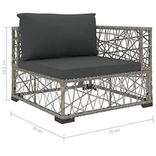 OUSEE Set Divani da Giardino 6 pz con Cuscini in Polyrattan Grigio