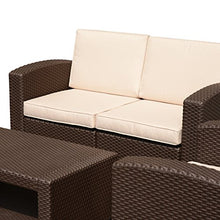 Outsunny Divano a 2 Posti in PP Plastica Divano da Giardino ad Effetto Rattan con Cuscini