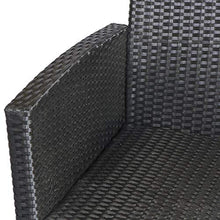 Set Salotto da Giardino Divano 2 Poltrone e Tavolino in Rattan Nero e Crema
