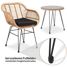 Casaria Set da Balcone Tavolo 2 Sedie Salottino Arredo Giardino Look Naturale Bambu Terrazza con Cuscini