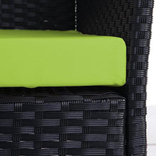 Mendler Serie Halden per l'esterno Divano Sofa 2 posti polyrattan Antracite con Cuscino Verde