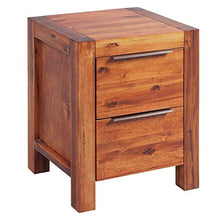Comodino in legno massello di acacia comodino marrone con 2 cassetti, 45 x 42 x 58 cm