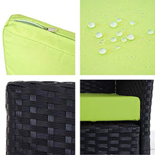 Mendler Serie Halden per l'esterno Divano Sofa 3 posti polyrattan Antracite con Cuscino Verde
