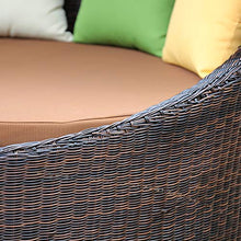 Lettino da Esterno in Vimini in Rattan, Sedie A Sdraio per Balcone, Baldacchino Retrattile, Divano Rotondo A Bordo Piscina, Divano Letto con Cuscini per Patio, Prato, Giardino, Cortile, Portico
