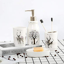WYPDM Nordic Lavaggio Ceramica Set Elk Modello da Bagno 4 Pezzi collutorio Coppa Piatto di Sapone Supporto del Toothbrush Lotion Dispenser