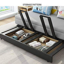 Camera Divano Letto Matrimoniale,Seduta E Letto 2 In1 Divano Contenitore Pieghevole Multifunzionale in Legno Massello Letto Convertibile,Imbottitura in Spugna Divano Mobili Comodo Cuscino,Grigio,0.9M