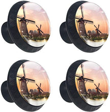 Windmills at Sunset Pomelli per Porta Set di 4 Pomelli per Mobili Manopole per Cassetti Cucina Armadio Vetro