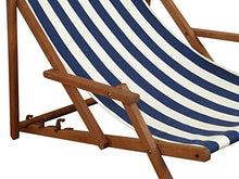 Sedia a Sdraio a Righe Bianco-Blu in Faggio con braccioli Parasole da Spiaggia 10-317S