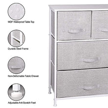 Cassettiera in Tessuto con 4 Cassetti, Mobiletto Organizer in Stoffa Metallo e Legno per Camera da Letto Soggiorno Corridoio, Grigio, 60 x 30 x 79 cm