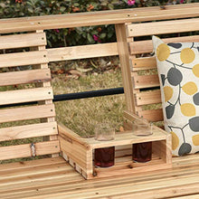 Outsunny Dondolo Sospeso 3 Posti, Dondolo in Legno per Giardino o Terrazzo con Tavolino Pieghevole e Portabicchieri