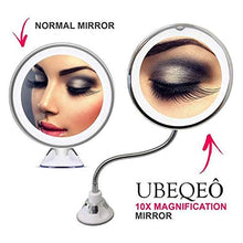 Lshbwsoif - Specchio da trucco a LED, con ingrandimento 10x, regolabile, girevole a 360°, per bagno e camera da letto