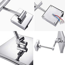 Aechoo, specchio da parete, da trucco o da barba. Specchio per bagno in hotel di lusso con luce LED per toeletta. Con superficie regolabile e allungabile, di forma quadrata con lati di 21,6 cm, ingrandimento 5x, finitura cromata