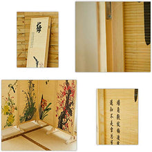 Room Screen Even Divisorio in bambù, Design Decorativo Calligrafia Cinese, Schermo in Legno e bambù a 4 Pannelli, Cornice Beige, Ciondolo Orientale