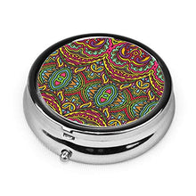 Pop Goes The Paisley - Contenitore rotondo per pillole a 3 scomparti, in metallo, per medicina e vitamina