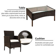Topchances, set di mobili da giardino per 4 persone, tavolo da giardino e sedie da giardino, mobili da veranda, sedie in rattan, divano per patio, balcone, set da 4