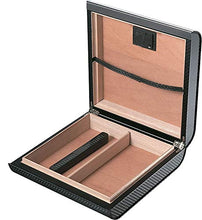 QINJLI A Mano in Pelle Nera Cigar Humidor, Desktop Legno Rivestito Cigar Box, Scatola di sigari Portatile con igrometro elettronico