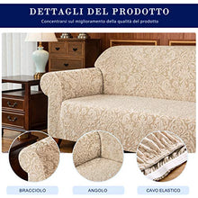 subrtex 1-Pezzo Copridivano in Damasco Elasticizzato Tre Posti AntiGraffio per Gatto Cani, Modello Floreale Moderno Elasticità Divano Protector (2 Posti, Modello Beige)