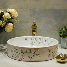 Jgophu Lavandino da bagno in ceramica con orchidea dorata dipinta a mano