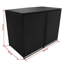 UnfadeMemory Copribidone Doppio per Spazzatura Polirattan Nero 148x80x111 cm