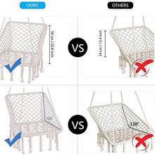 Sedia pensile Sedia a Battente Amaca, Appeso Biancheria di Cotone Macrame Swing, Square Sedie a Sospensione comode per Interni/Esterni/Casa/Patio/Metallica