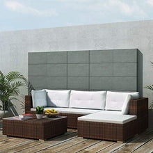 OUSEE Set Divani da Giardino 5 pz con Cuscini in Polyrattan Marrone