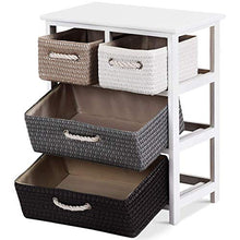 Cassettiera ， Cassettiera in Legno A 3 Ripiani Armadio Rack 4 Cestini Intrecciati in Vimini Organizer in Addit