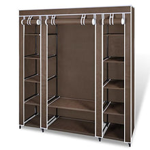 SHENGFENG Tessuto Armadio con Scomparti per Vestiti e Scarpe con Velcro e Cerniere 45 x 150 x176 cm Marrone
