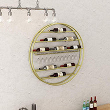 SILOLA Portabottiglie, Materiale in Ferro battuto Dorato, Bicchiere da Vino per la casa, espositore per Vino da Parete, Supporto per Calice