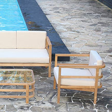 Teako Design Poltrona lounge Pusiano con cuscini in legno di teak non trattato, resistente alle intemperie, robusta sedia da terrazzo