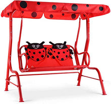 RELAX4LIFE Altalena da Giardino per Bambini con Baldacchino, con 2 Cinture di Sicurezza, 2 Posti, Colore Rosso, 112x75x108 CM