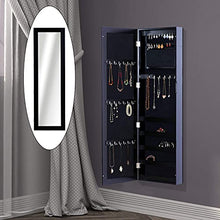 homcom – Armadio Portagioielli da Parete con Specchio in Legno MDF, Nero,37x9.5x121cm