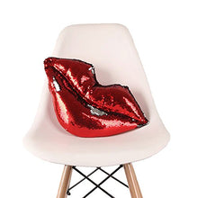 YAKEF Mermaid Cuscini a Forma di Labbra Reversibile a Due Colori Paillettes Mermaid Copertura del Cuscino a Forma di Cuore con Inserto 45,7 cm × 22,9 cm (Rosso/Argento)