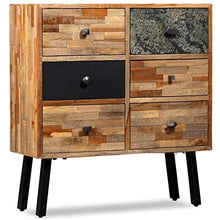 vidaXL Mobile con 6 Cassetti in Teak Massello di Recupero 70x30x76 cm