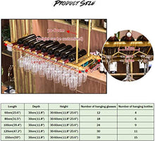 IAIZI Bar/Pub Wine Rack Ripiani con Supporto Calici Floating - Muro Hanging Ferro Vino E Bottiglie di Vetro Cabinet Organizer - Gold Frame - Parete Soffitto Decor (Size : 100cm)