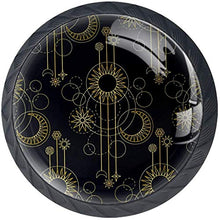 Gold Moon Sun Pattern Nero Pomelli per Porta Set di 4 Pomelli per Mobili Manopole per Cassetti Cucina Armadio Vetro