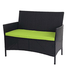 Mendler Serie Halden per l'esterno Divano Sofa 2 posti polyrattan Antracite con Cuscino Verde