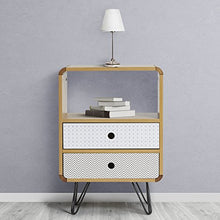 VS Venta-stock Comodino Buda con 2 cassetti, Colore Quercia, Gambe Metalliche in Nero