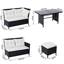 Outsunny Set Mobili Rattan da Esterno 6pz con Cuscini Giardino Nero