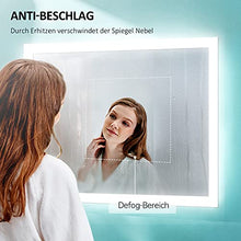 EMKE Specchio da bagno a LED, 50 x 70 cm, con illuminazione, 6500 K, bianco freddo, specchio da parete con interruttore touch + antiappannamento, IP44, risparmio energetico A++