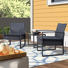 LUGEUK Cuscino per mobili da terrazza PE Rattan Tavern Sedia a 2 Pezzi, con Tavolo, 3 Pezzi