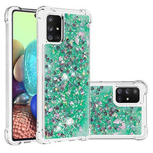 Custodia Samsung Galaxy A71 5G Squillo della Base del Telefono TPU Brillantini Diamond Liquido Telefono Bumper Case（Amore Verde）