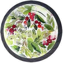 Acquerello bacche di Natale e abete rosso Pomelli per Porta Set di 4 Pomelli per Mobili Manopole per Cassetti Cucina Armadio Vetro
