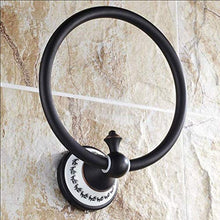 ZLININ Y-longhair Portasciugamani nero Rame appeso Anello rotondo antico da parete Punch ciondolo Storage Bagno Balcone 18,2 x 6,6 cm
