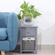 zcyg Comodino Comodini Comodino, 2 Pezzi/Set Comodino in Legno Semplice Comodino con Cassetto E Cesto Portaoggetti (Grigio)