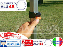 Gazebo Pieghevole 4,5x3m Alluminio piantone Esagonale Telo Rivestito PVC con Laterali