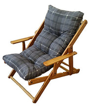 Poltrona Sdraio Relax 3 Posizioni in Legno Pieghevole Cuscino Imbottito H 100 Colore Grigio Scuro